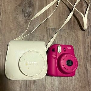 Pink Instax camera, CASE INCLUDED, no film